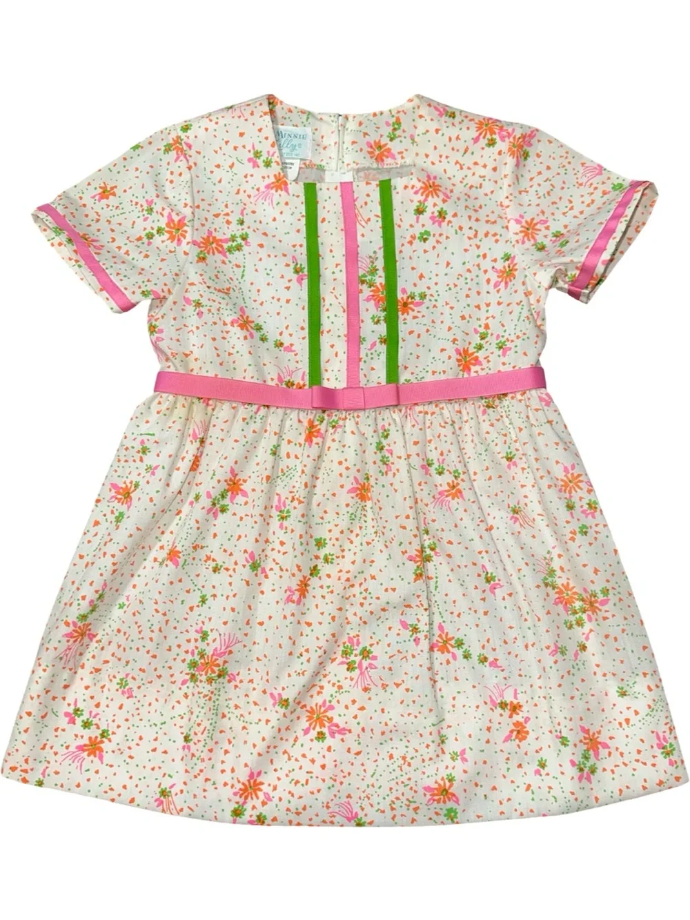 The Minnie Lilly Pulitzer Vintage 1960’s 4 Pink Orange Green Floral Cotton Dress